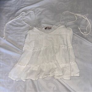 SO White Tie Front Tiered Camisole
